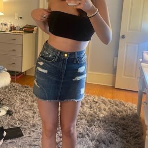 Frame denim Le mini skirt with fray edge